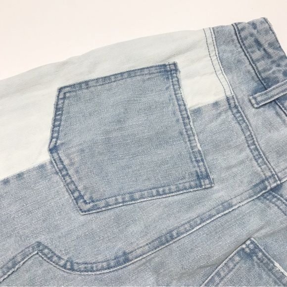 Free People Distressed Deconstructed Two-Tone Denim Mini Skirt Size 4 - Picture 11 of 14